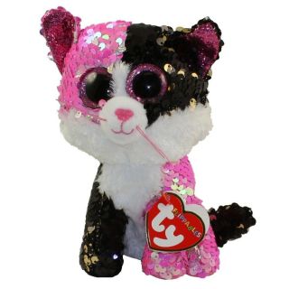 Ty Beanie Boos Flippables 6 " Malibu The Color Changing Sequins Cat Plush Mwmts