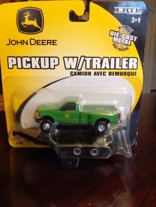 John Deere Ford Dually Pickup Truck W/trailer Ertl 2004 Diecast
