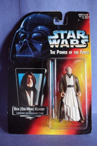 Star Wars Potf: Ben Obi - Wan Kenobi (long Saber) On Red Card