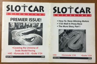 2 Slot Car Enthusiast Magazines Circa 1999,  Premier Issue April - May,  June - July