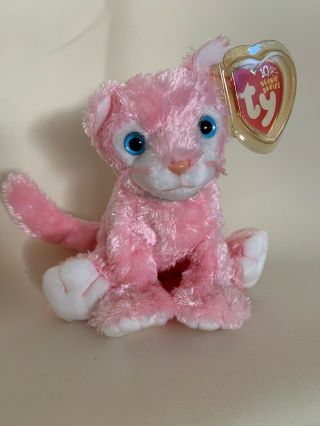 Ty Beanie Babies 2002 Carnation Pink Stuffed Animal Kitty Cat Ship Pristine