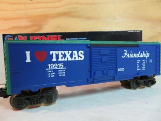 Lionel Train I Love Tx Texas State Railroad Freight Box Car 6 - 19915