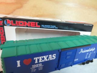 LIONEL TRAIN I LOVE TX TEXAS STATE RAILROAD FREIGHT BOX CAR 6 - 19915 2