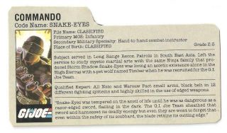 1985 Snake Eyes V.  2 File Card 1 Gray Filecard Bio Gi/g.  I.  Joe Jtc