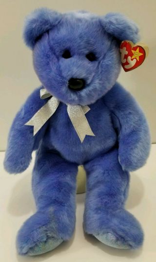 Vintage 1999 Ty Beanie Baby Large 15 " Clubby Ii Blue Teddy Bear Stuff Plush Toy