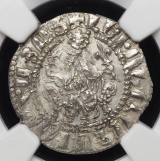 Cilician Armenia.  Levon I.  1198 - 1219.  Silver Tram.  Lions Rampant,  Ngc Au58