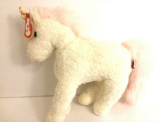 Nwt 1996 Ty Sparkles Unicorn Plush 10” White Pink Hair