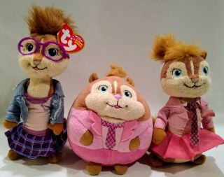 Ty Alvin And The Chipmunks 5 " - 8 " (1) Jeanette & (2) Brittany Pre - Owned