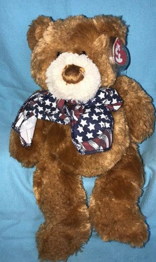 Ty Classic Flags 14 " Vintage Teddy Bear Toy Mwmt American Flag Theme