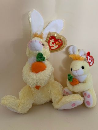 Ty " Nibbles " Bunny Beanie Babies,  Basket Beanie Stuffed Animal Easter Bunnies