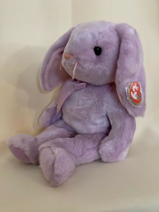 Nwt 14 " Ty Beanie Buddy Floppity Purple Bunny Rabbit - Easter Basket -