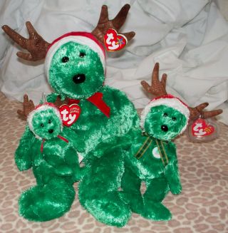 Ty 2002 Holiday Teddy,  Buddy,  Beanie Baby & Jingle Beanie