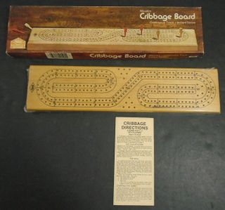 Vintage 1974 Milton Bradley Wooden Cribbage Board 1505