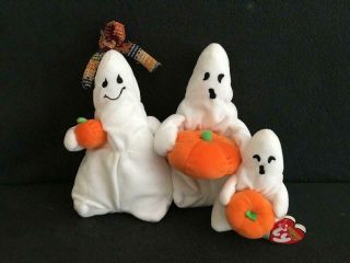 Ty Beanie Baby 3 Halloween Ghosts Mwmt Ghoul Ghoulianne Halloweenie Ghoul