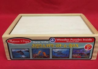 Melissa & Doug - Sea Life Wooden Jigsaw Puzzle In A Box 4 In 1 Sea Horses Fish