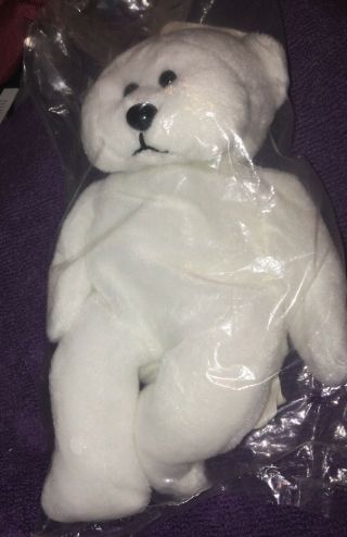 National City Bank And The March Of Dimes White Bean Bag Bear Plush