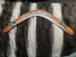 2 Hand Painted Australian Boomerang.  16 " Wood.
