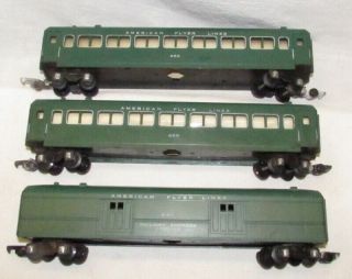 3 American Flyer Lines Green S Gauge One 651 & Two 655 Railway Express Agency