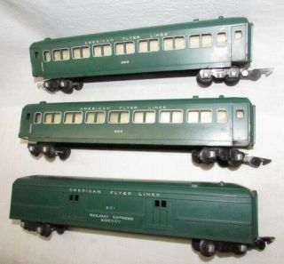 3 American Flyer Lines Green S Gauge One 651 & Two 655 Railway Express Agency 2