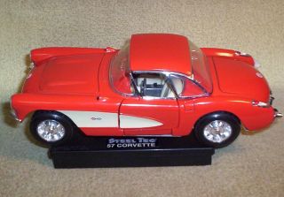 Steel Tec 1957 Red Corvette Metal 1:18 Scale Model By Remco Assembled W/stand