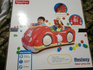 Fisher Price Race Car Inflatable Playpen Ball Pit Activity Center With 25 Balls