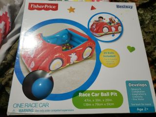 Fisher Price Race Car Inflatable Playpen Ball Pit Activity Center with 25 Balls 2