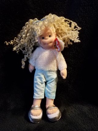 Ty " Sassy Star " Blonde Hair Beanie Bopper Plush Doll 2002 Bendable Retired