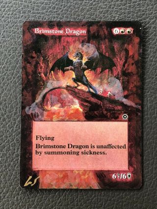 Mtg Brimstone Dragon Altered Hand Painted Magic Full Border Portal