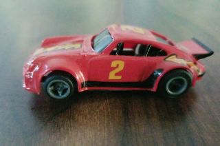Vintage Life Like Ho Scale Red W/ Flames 2 Porsche Carrera Slot Car 9760 Ex