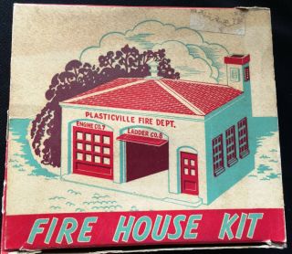 Vintage Plasticville Fire House Kit Fh - 4