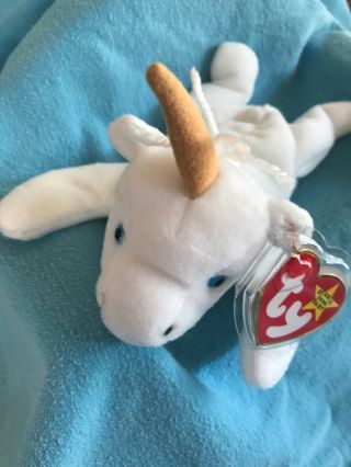 Ty Beanie Baby Mystic The Unicorn Brown Horn Mwmt Vintage Stuffed Toy Christmas
