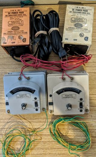 2 Aurora Model Motoring Power Pack Transformers Dc2 & Dc1 Incl Two Controllers