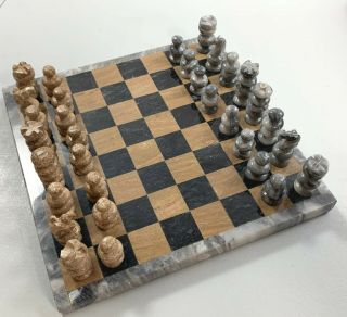 Small Marble Chess Set Game 8 " Board Marble Tile