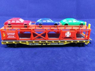 Life - Like Santa Fe 9704 Trailer Train Auto Rack Carrier & 3 Cars Mttx 97566