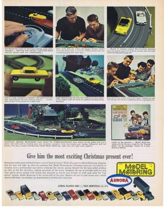 Aurora Model Motoring 4 Lane Racing Set 1962 Print Ad