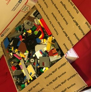 Lego Bulk Flat Rate Box Of Approximately 9 - 10 Lbs Random Bulk No Minifigures B