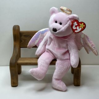 Ty Beanie Baby Halo Pink The Bear With Tag Retired Dob: August 31st,  1998