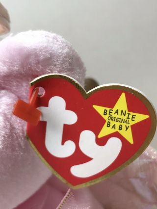 TY Beanie Baby Halo Pink The Bear With Tag Retired DOB: August 31st,  1998 2