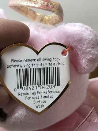 TY Beanie Baby Halo Pink The Bear With Tag Retired DOB: August 31st,  1998 3