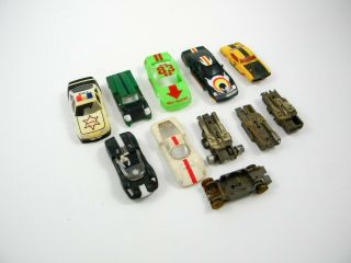 7 Vintage Slot Car Body Shells,  Assorted Parts,  Chassis,  Tires,  Nr