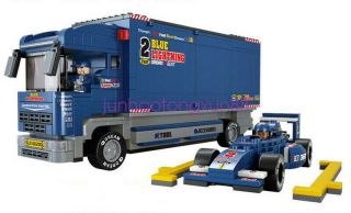Sluban B0357 Formula Blue Racing Car Transporter Building Block Assembled Toy 2