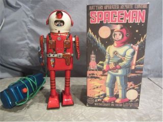 Spaceman Porthole Robot Astronaut Japan Tin Toy Linemar 1958