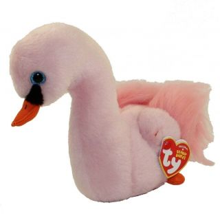 Ty Beanie Baby 6 " Odette The Pink Swan Plush Stuffed Animal Toy Mwmts Heart Tags