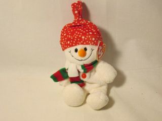 2006 Ty Beanie Babies Plush 7 " Freezie The Snowman W/red Hat