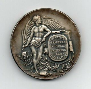 Education Department Victoria Swimming And Life Saving Medal By Stokes & Sons