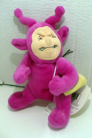 1999 Twisted Toys Meanies Teletushy Purple Plush Beanie Nwt 6 "