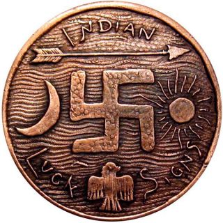 Pre 1933 Indian Good Luck Swastika Token Signs Tee Pee Arrowhead Thunderbird