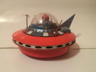 Nasa Flying Saucer Spaceship With Pilot Battery Operated - Japan 1960s
