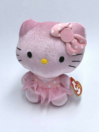 Nwt Ty Sanrio Hello Kitty Pink Plush White Polka Dot Ballerina Tutu Kitty Cat