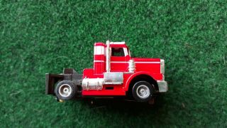 Tyco Us - 1 Trucking Ho Slot Car Red White Peterbilt Semi Truck Cab 3903